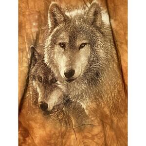 The Mountain L/S Tie Dye Brown T Shirt Wolves 3XL